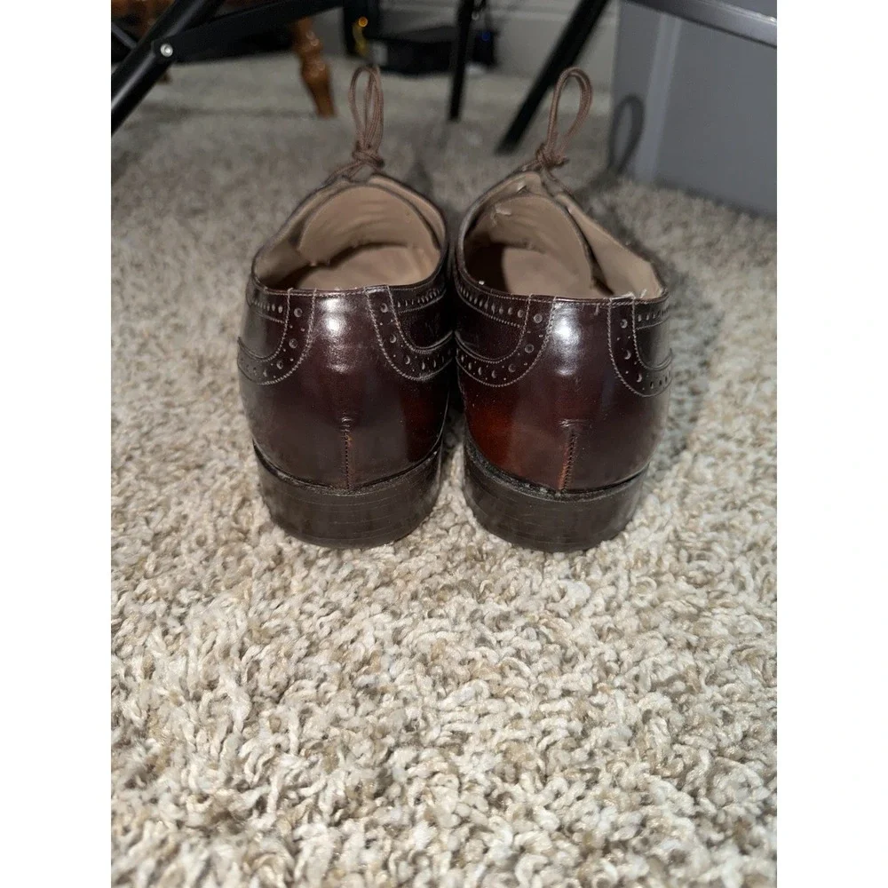 Johnston & Murphy Aristocraft Wingtip Oxford 8.5 D/B Burgundy‎ Leather USA VTG